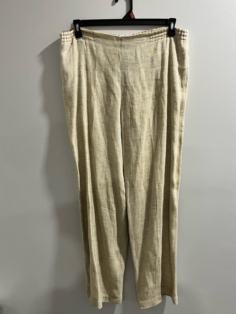 Dusan 100% Linen Women Beige Pull on Pants Wide Leg Made in Italy Boho Size Med